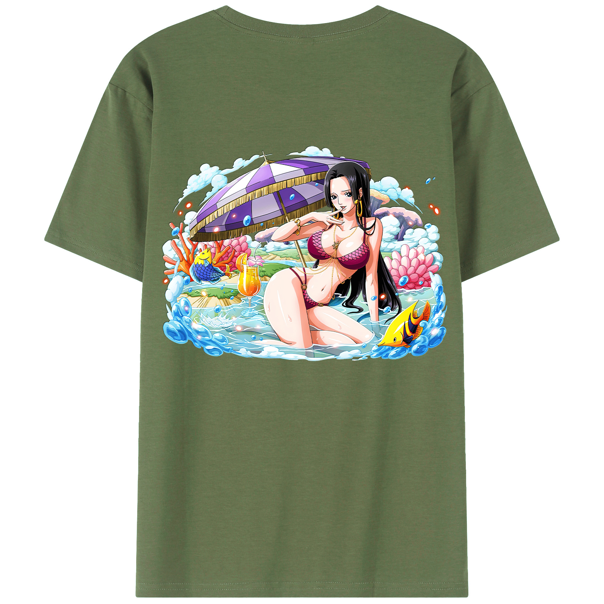ワンピース ボア・ハンコック ONE PIECE Boa·Hancock 綿100％ メンズ半袖Tシャツ（バックプリント） 通気性